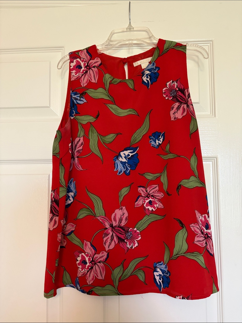 c&e Red Floral Sleeveless Top